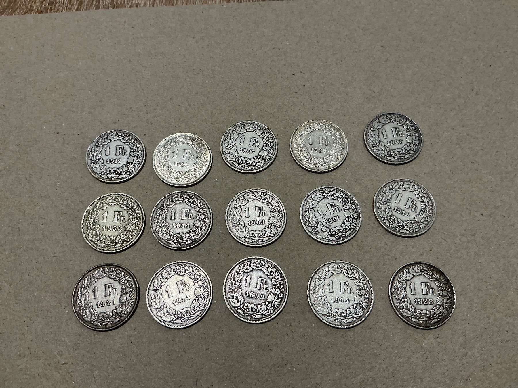 Tutti le monete: 15 x 1 Franken Silber ab 1899 – Usato da Dietikon venduto da Numi2000