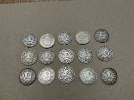 15 x 1 Franken Silber ab 1899