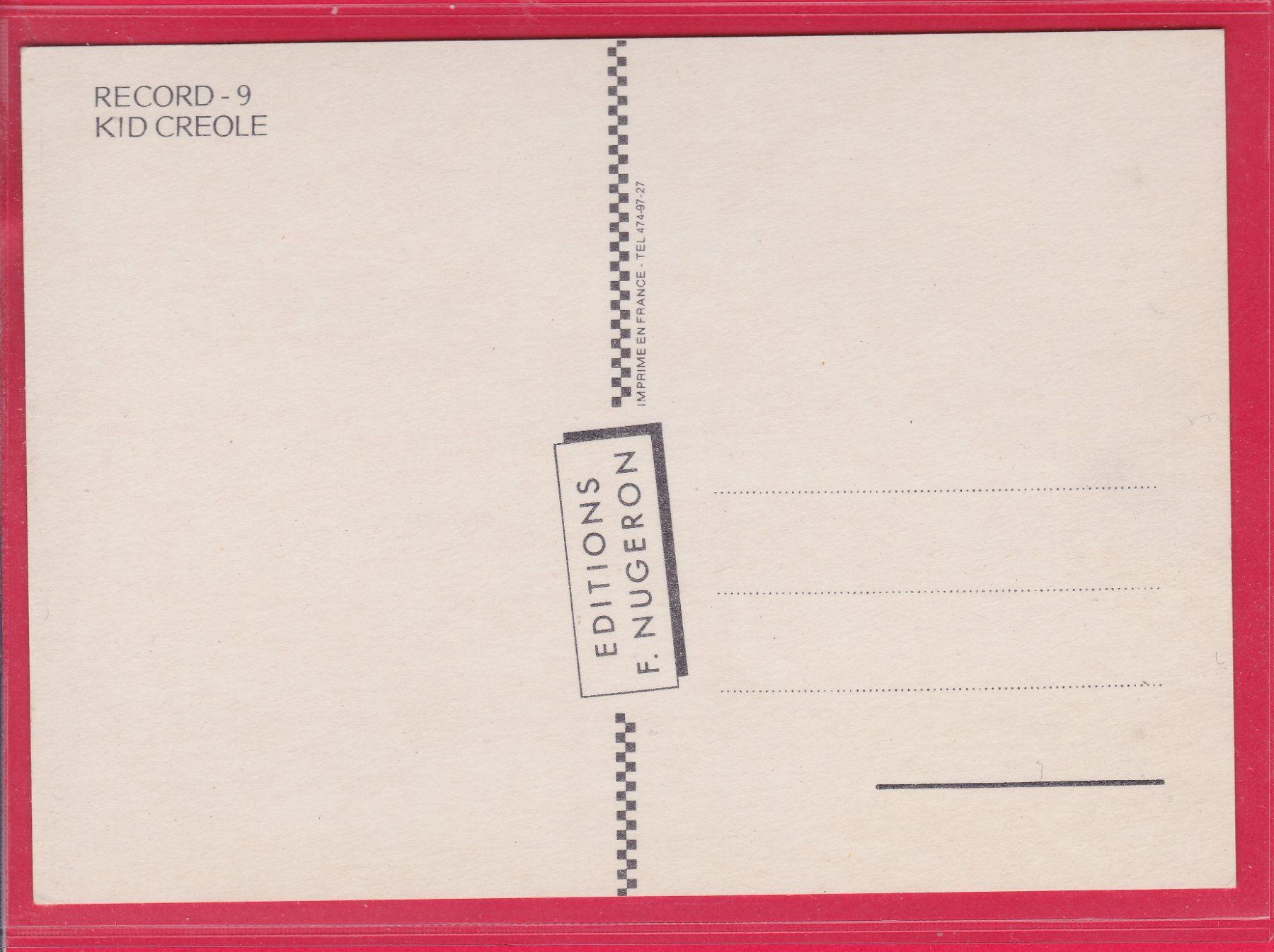 Cartoline postali: MUSIKER, KID CREOLE – Usato da Oberrieden venduto da Gebirgsstelze 1