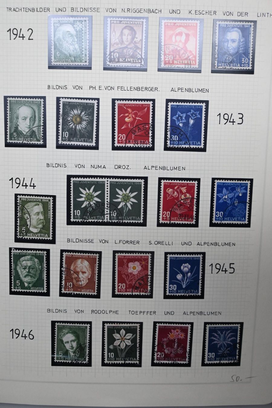 Tutti i francobolli: 1 Sammlung Pro Juventute 1913 - 2007 - Einzelwerte/Viererbl. – Usato da Steffisburg venduto da Charlamov 5