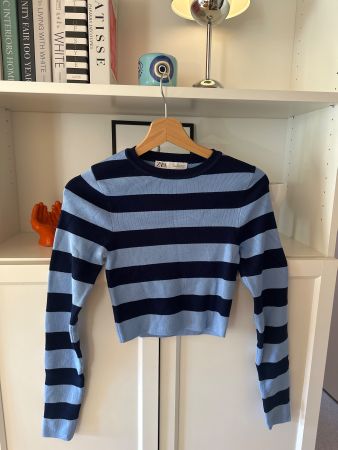 ZARA Top Oberteil gestreift blau Zara Massimo Fashion