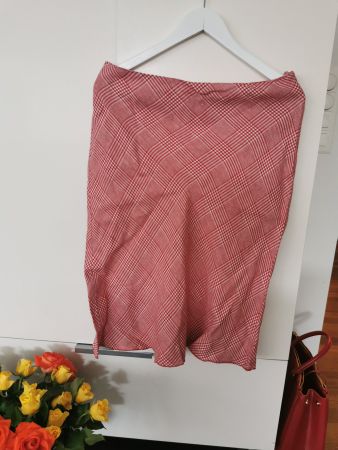 ROCK AUS LEINEN, GR. 38, von OUI, NEU, ROT KARO