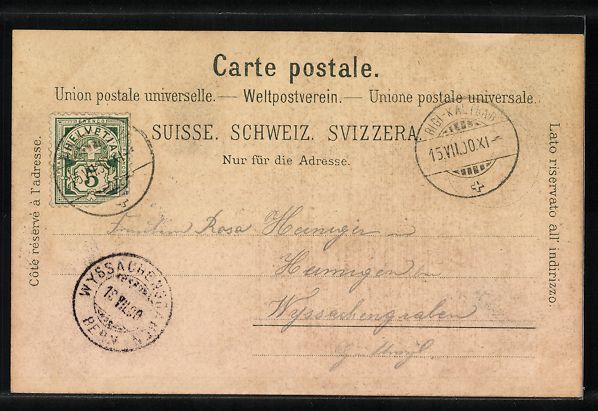 Cartoline postali: Lithographie Rigi-Kulm, Hotel, 1900 – Usato da Berlin venduto da bartko-reher 1
