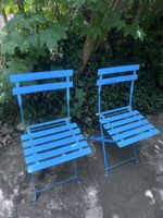 Gartenstühle blau Metall klappbar 2 Stk. gebraucht