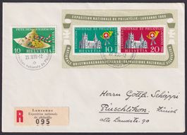 W35, Lausanner Block 1955 auf Brief, Kat: 100.-