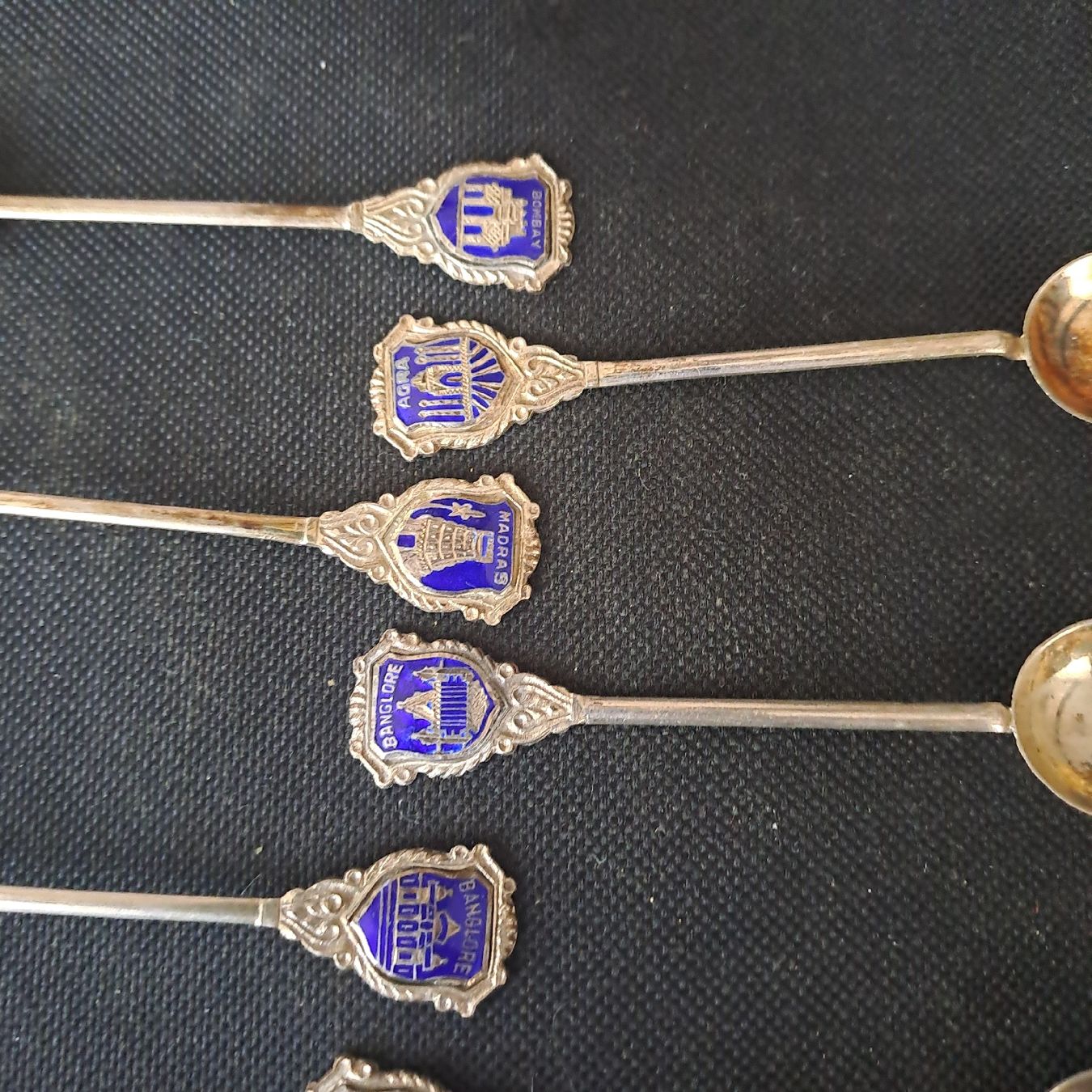 Cucchiai: 9 India Sterling Silver 925 Klein Löffel  mit Email – Usato da Adliswil venduto da globill 2