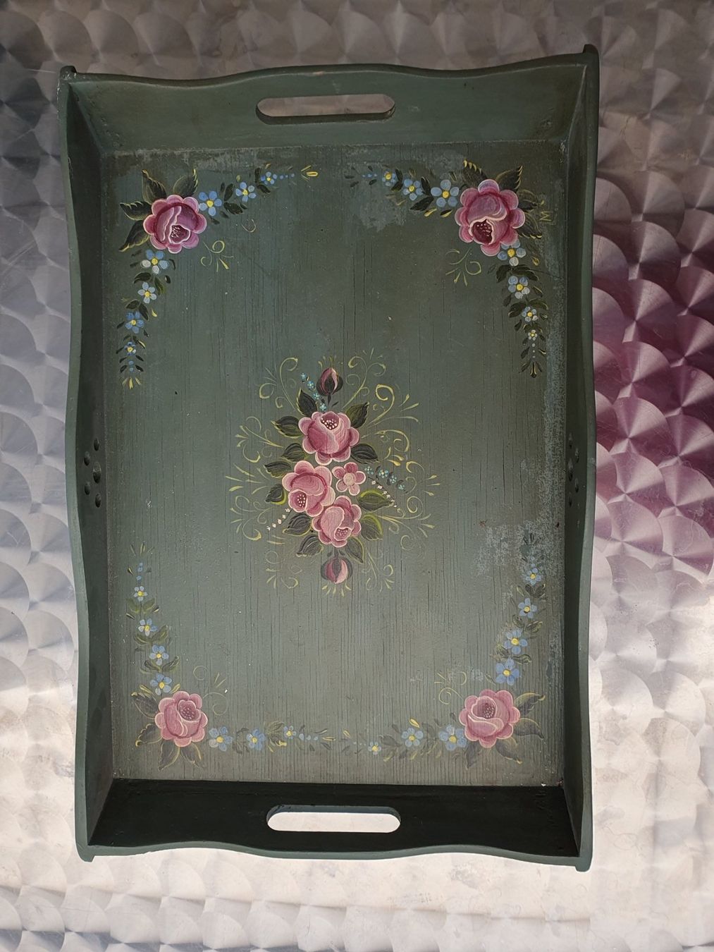 Tablet PC: Handbemaltes Holztablett, Bauernmalerei – Usato da Maschwanden venduto da ruth07