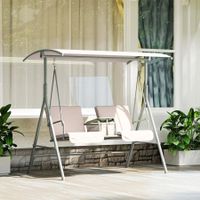 Hollywoodschaukel Gartenschaukel mit Sonnendach Beige/Grau