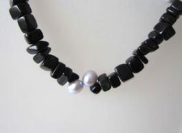 💎Lange Onyx Kette mit Perlen