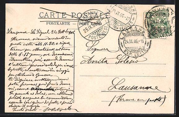 Cartoline postali: AK Lausanne, Le Signal, 1906 – Usato da Berlin venduto da bartko-reher 1
