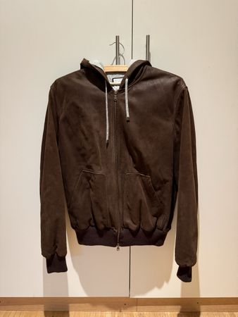 Brunello Cucinelli Leather Bomber Jacket Brown