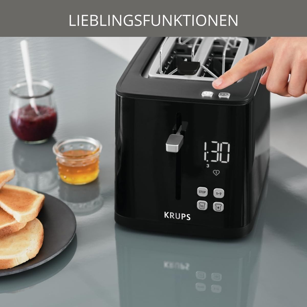 Elettrodomestici da cucina: Toaster 2 Scheiben Digitalanzeige Countdown schwarz 850 Watt – Nuovo e nell'imballaggio originale da Genève venduto da Top-Trend 4
