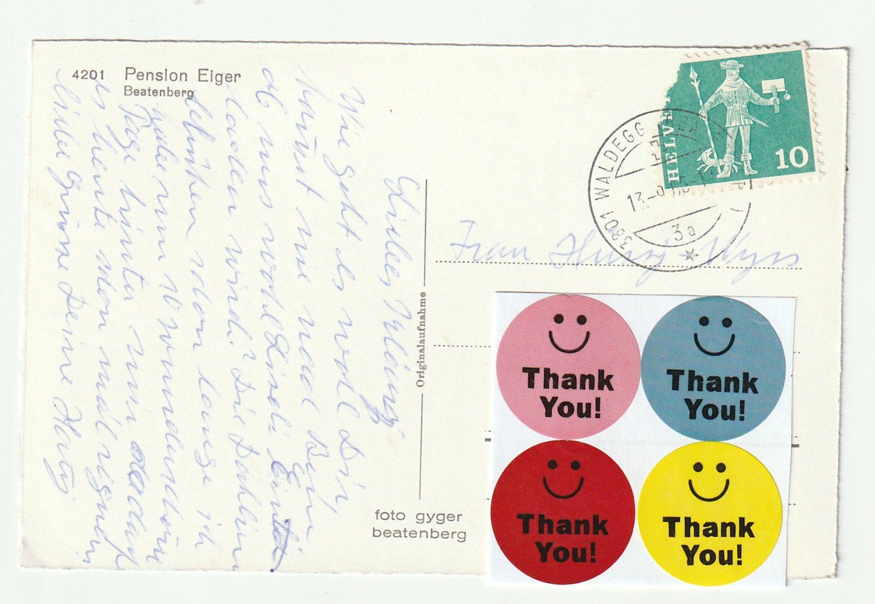 Ansichtskarten: Alte Postkarte 1965, Beatenberg, Pension Eiger, Bern – Gebraucht aus St. Gallen von Ricardo_Deals 1