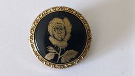 Superbe Broche Vintage Dorée -Motif Rose!