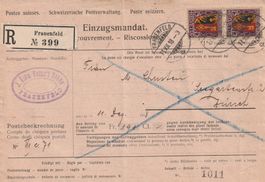 J11 Paar Genfer Wappen auf R-Einzugsmandat von Frauenfeld