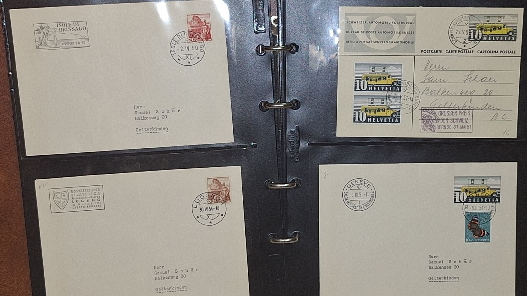 Alle Briefmarken: 44 Briefe ET / Sonderstempel mit Album – Gebraucht aus Balgach von SIMEON27 7