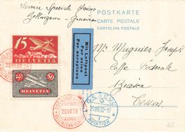 Schweiz Alpenkapelle Flugpost Bellinzona Genf 1932 x Biasca