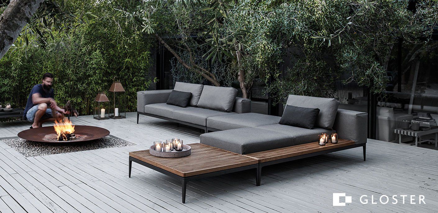 Gloster Sofas: GLOSTER GRID Lounge L Sunbrella Blend Latte, Gestell Java – Neu (gemäss Beschreibung) aus Volketswil von Mazuvo8604 1