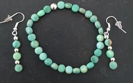 Ensemble bracelet et boucles d'oreilles turquoise, fait main