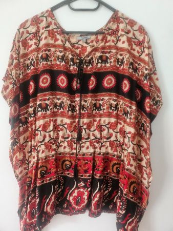 Boho-/Ethno-Tunika mit Elefanten- & Paisley-Print, Gr. 36/38