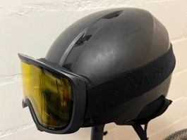 Decathlon Wedze Skihelm (Gr. L, Schwarz) inkl. Skibrille
