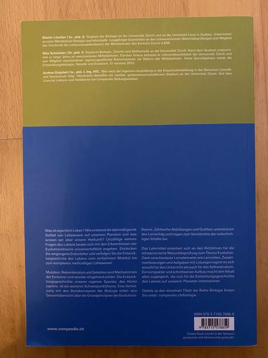 Bücher: Compendio: Evolutionsbiologie – Gebraucht aus Zürich von gia_rbw6 1