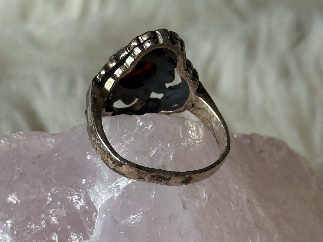 Anelli: Vintage Silberring 925 mit rotem Stein – Usato da Istighofen venduto da Ringparadies 2