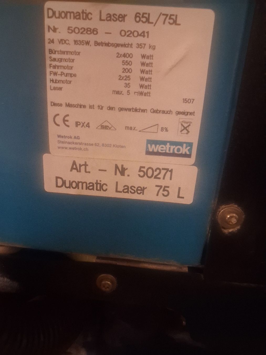 Wetrok Alle Maschinen: wetrok duomatic laser – Gebraucht aus Wohlen AG von ang_xy8w 7