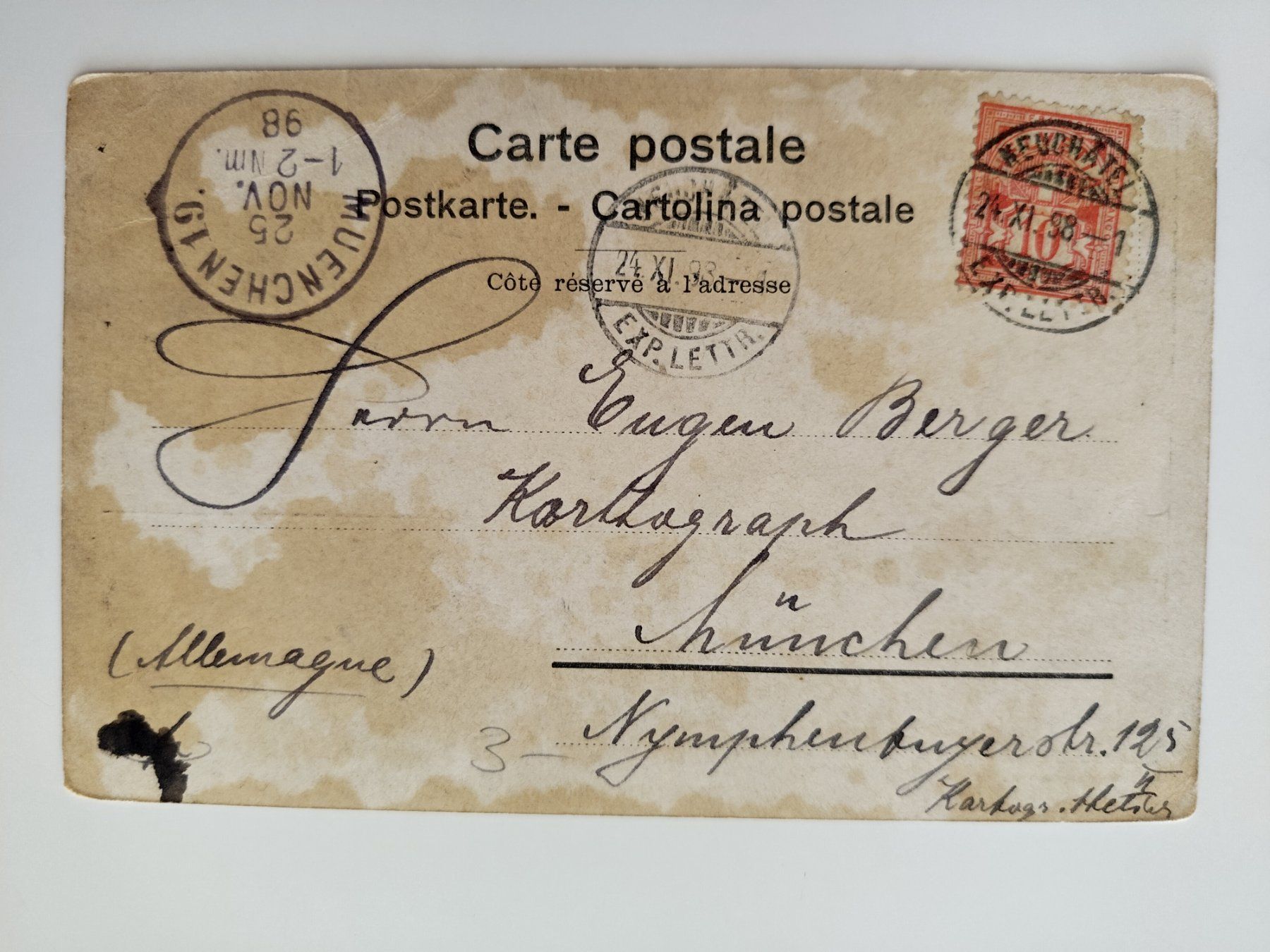 Ansichtskarten: Neuchatel  1898 – Defekt aus Ohmstal von Lebensfreude05 1