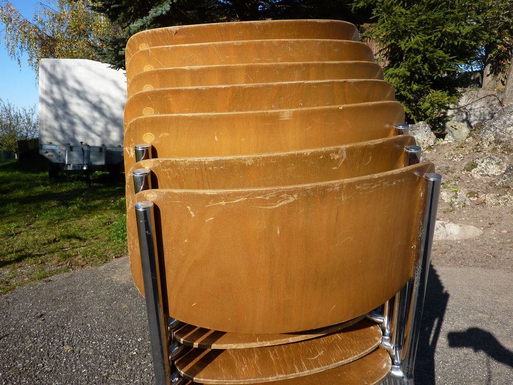 7 Stühle Holzstühle Stapelstühle Seminarstühle stapelbar 10