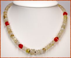 ♛ Goldenes Rutilquarz / Karneol Collier 925 Silber ca. 46cm
