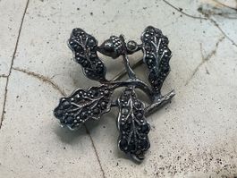 Vintage Brosche, Silber mit Markasiten