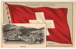 Wattwil mit Schweizer Fahne, 762013703 -  (1911)