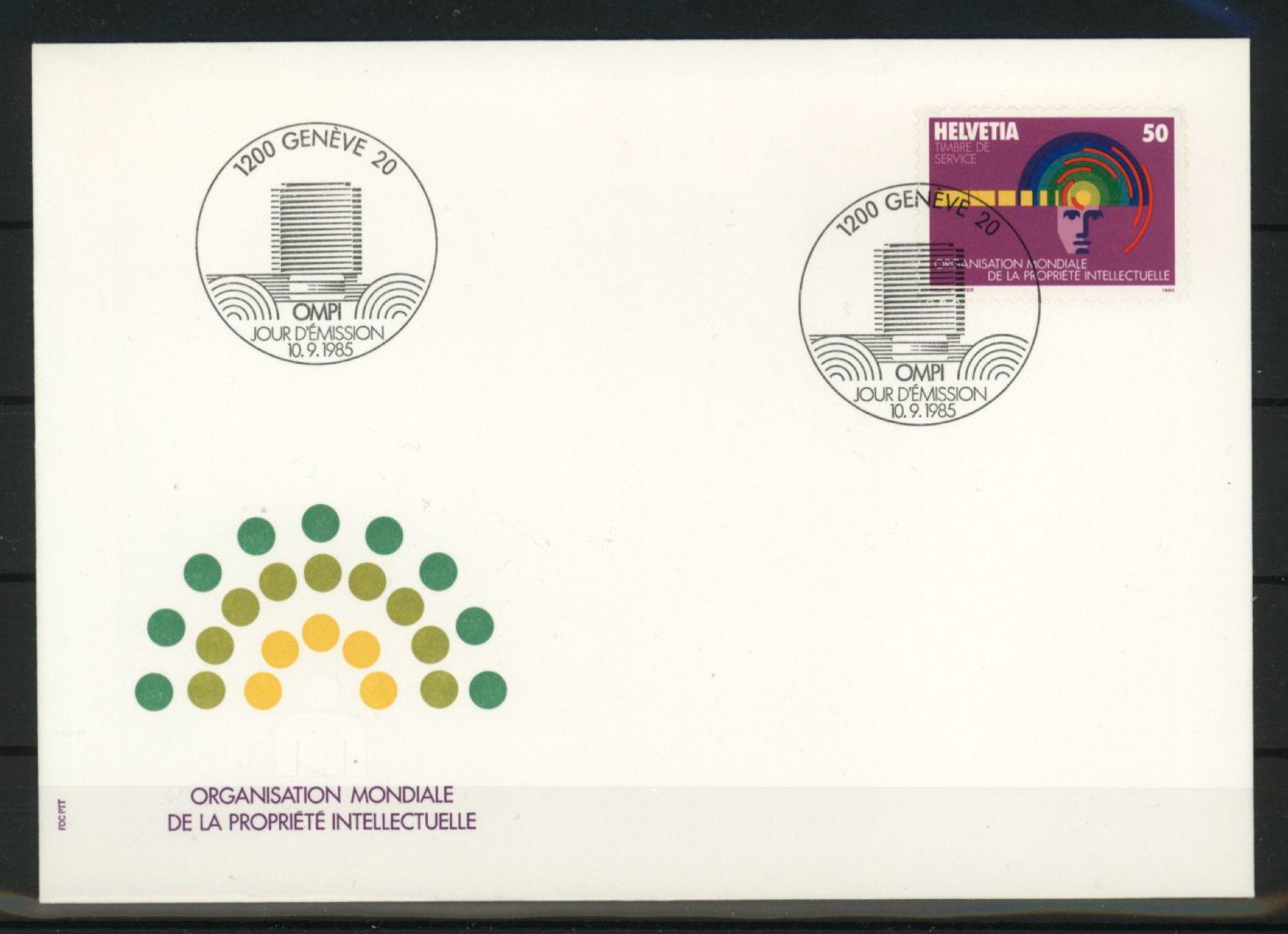 Tutti i francobolli: 1985, FDC, OMPI (D XII) Ergänzungswert – Usato da Willisau venduto da Vollstempel