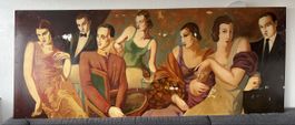 Vintage Gemälde 250 × 100 cm – Art Déco /1920er–30er Stil