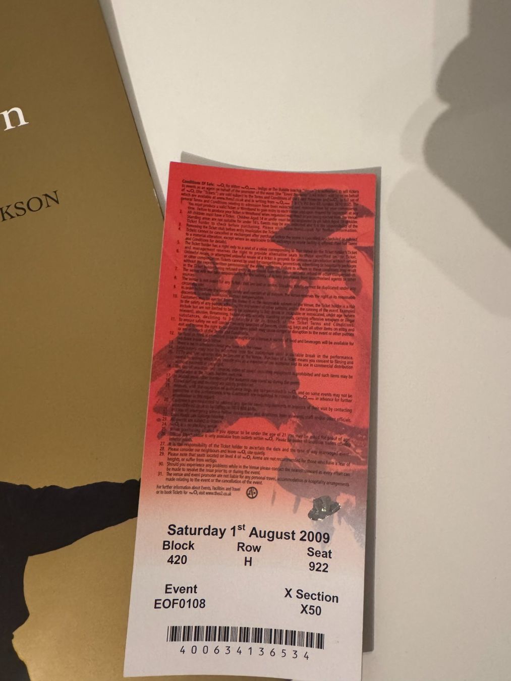 Biglietti: Michael Jackson Memorial Program + Ticket o2 Arena 2009 – Usato da Adliswil venduto da AE112 1