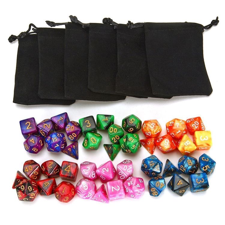 7-teiliges Würfelset mit flüssigem Kern und Quarzsand, D&D, jer
