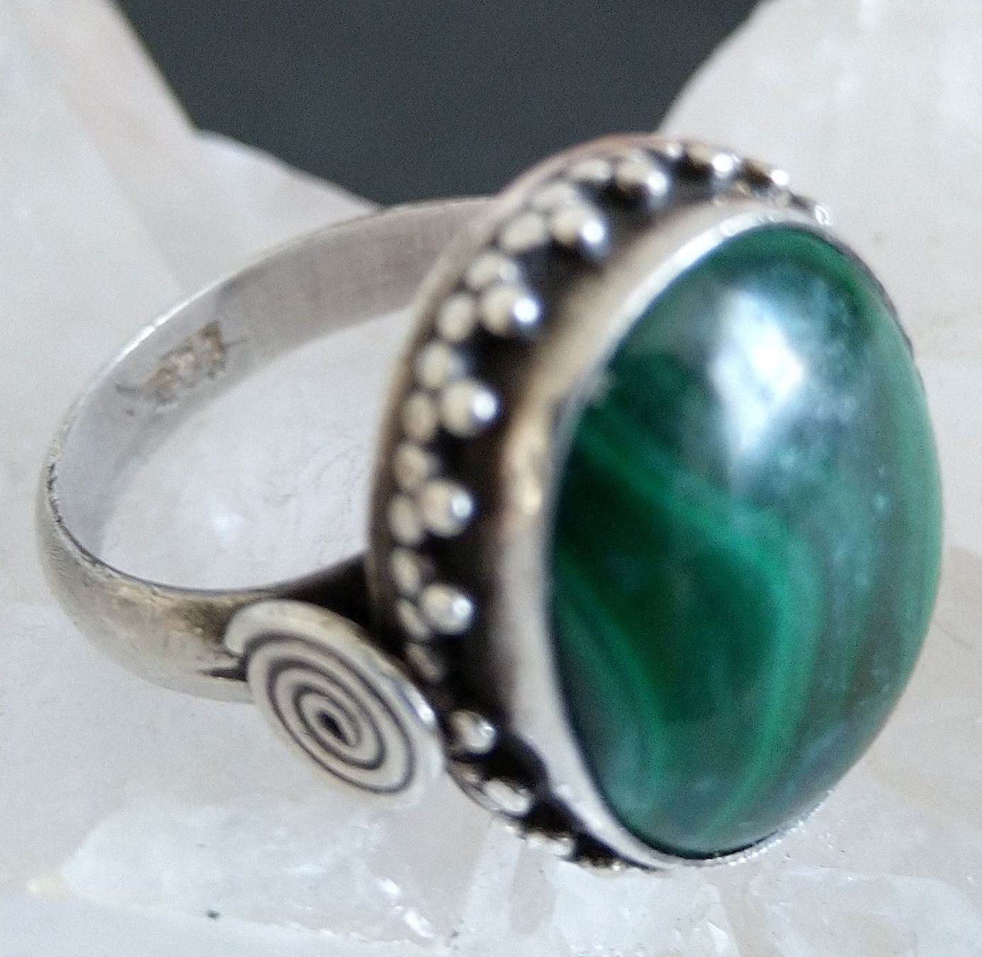 Anelli: ArtDéco  MALACHIT RING IN 800 925 SILBER – Usato da Romanshorn venduto da BoutiqueA 2