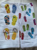 2x Summer kitchen Towels Flip-Flops Design