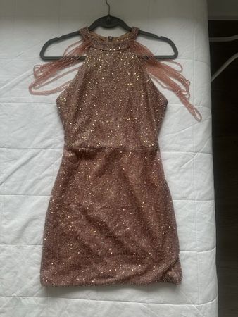 Robe de fête à paillettes rosé, taille S