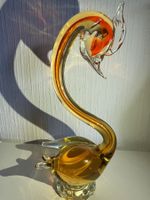 Cygne en verre soufflé de Murano vintage orange et jaune