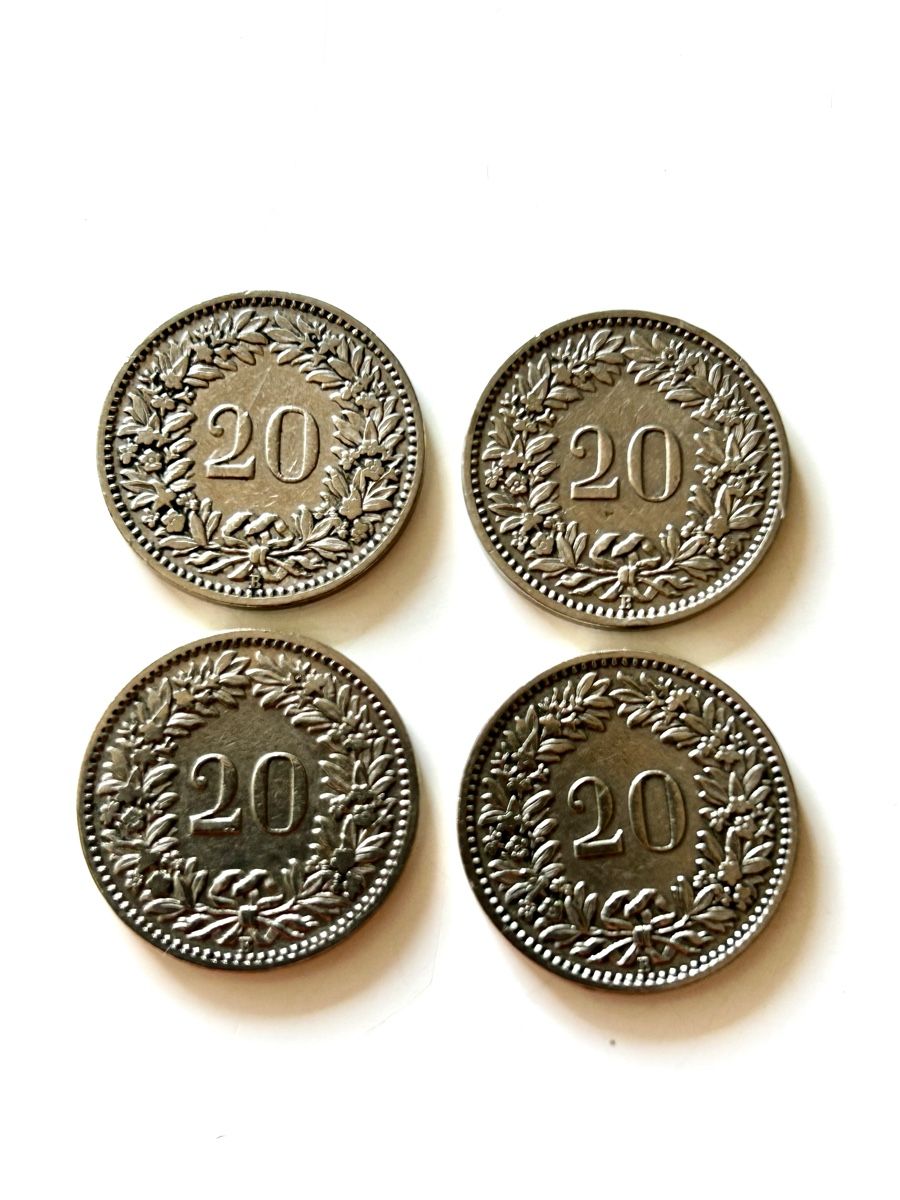 Alle Münzen: 20 rappen 1900/01/02/03 – Gebraucht aus Lugano von Mil-klr26 1