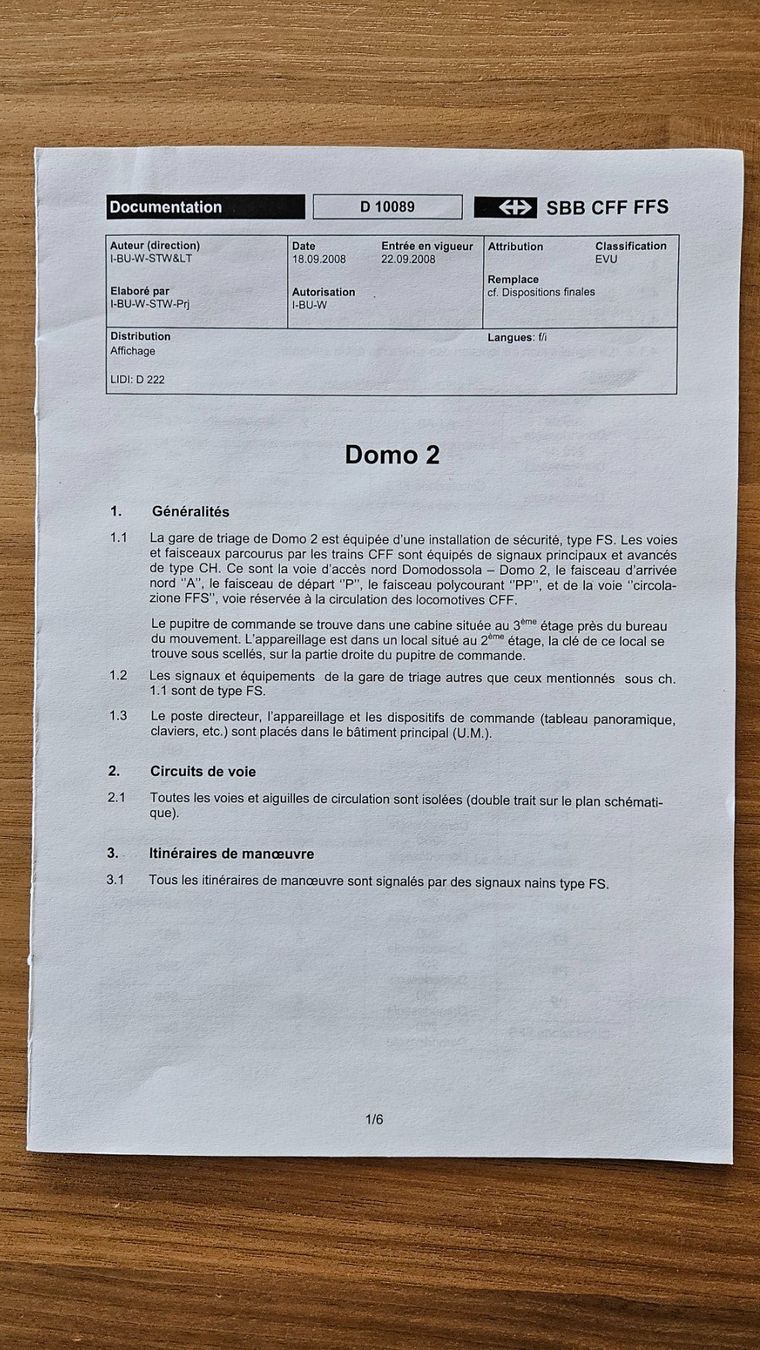 Documenti: SBB CFF FFS DOMO 2, Schematischer Plan & Dokumentation (f/i) – Usato da Glis venduto da dupont29 1