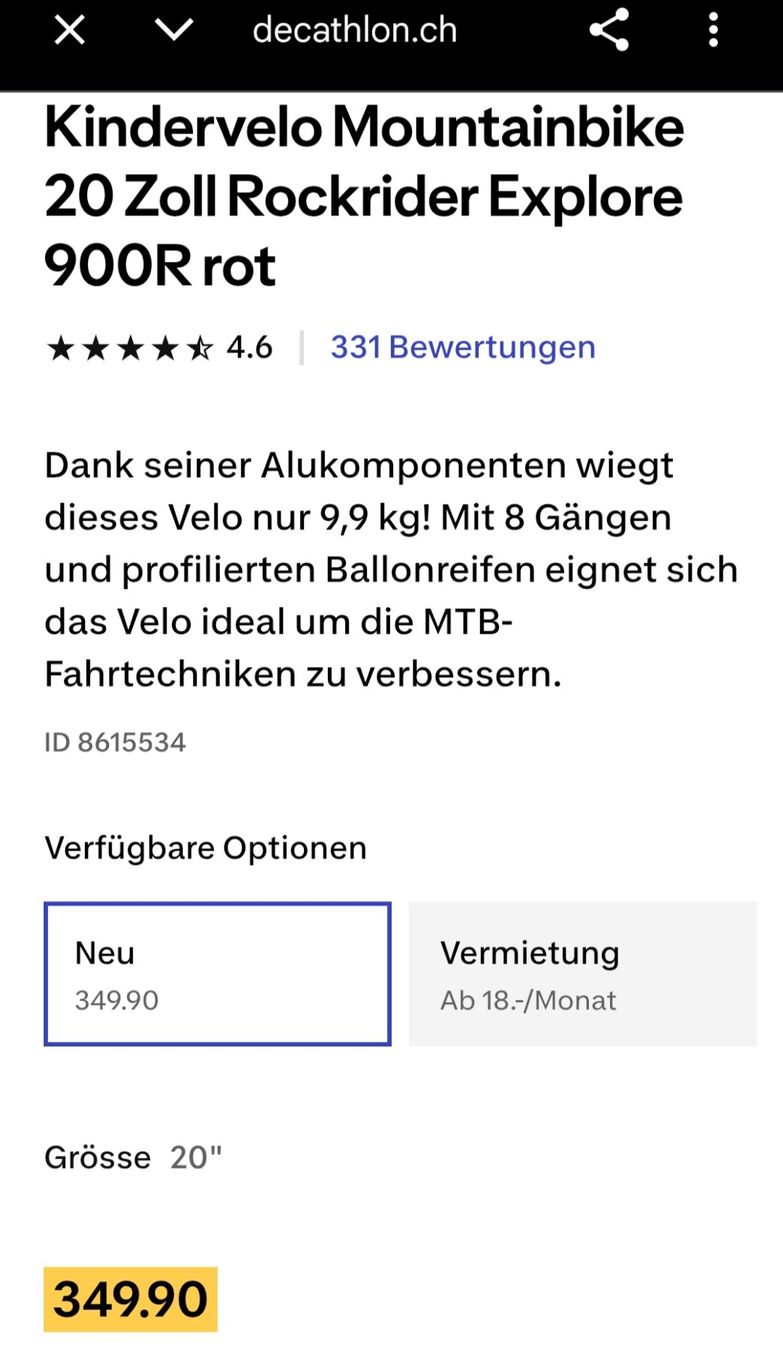 Biciclette: Kindervelo 20 zoll – Usato da Geroldswil venduto da drg_qvr7 8