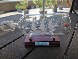 Schiff in Flasche Deutschland Glas Dekoration Vintage