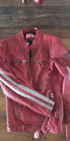 Leder Jacke Freaky Nation Rot , stile biker vintage