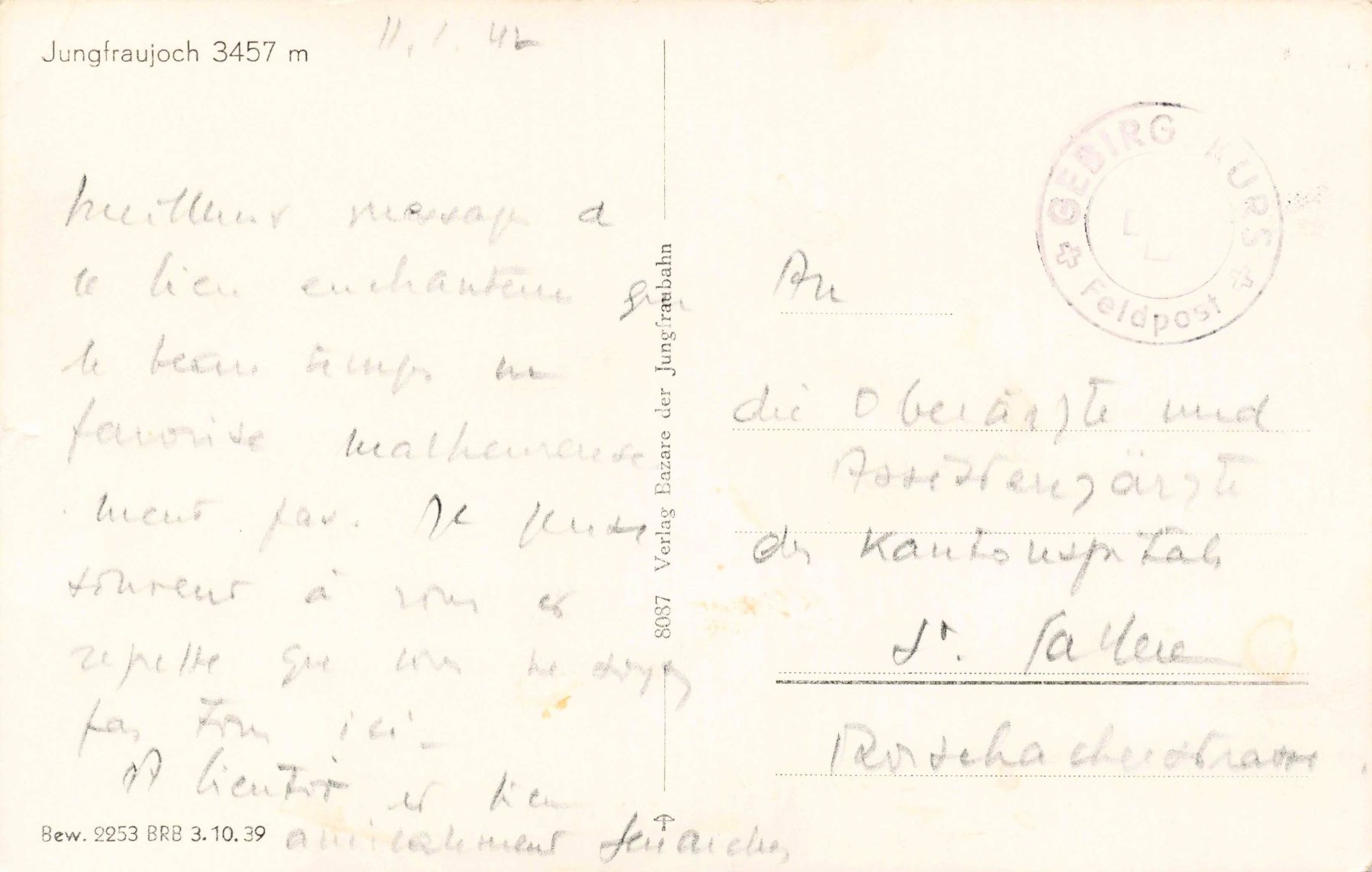 Cartoline postali: Jungfraujoch – Usato da Biasca venduto da Blenio71 1