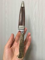 Jagdmesser EMKA mit Hirschhorn-Griff und Lederscheide