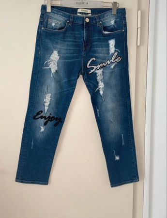 Pinko Damen Jeans blau mit Applikationen gebrauchter Zustand