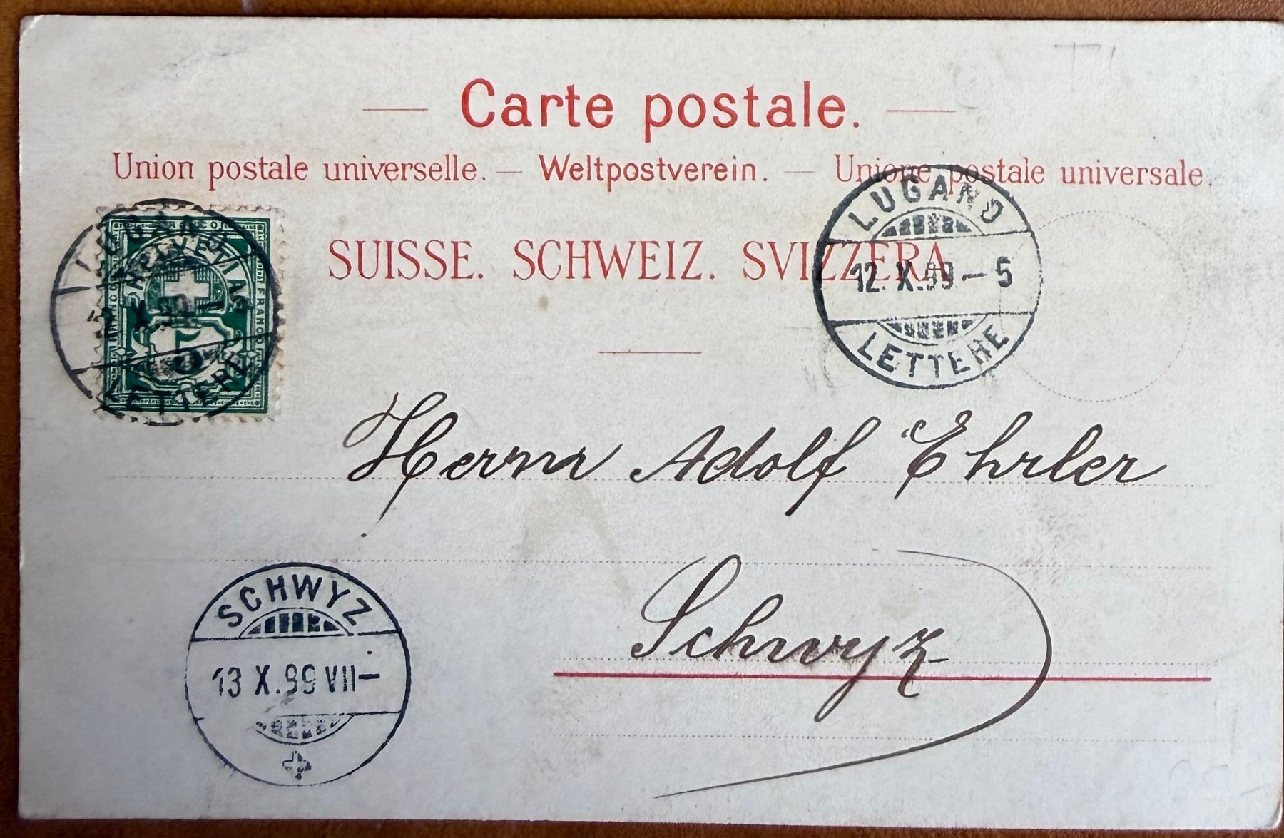 Cartoline postali: Lugano - Litho Souvenir de Lugano 1899 – Usato da Lutry venduto da Ediego 1